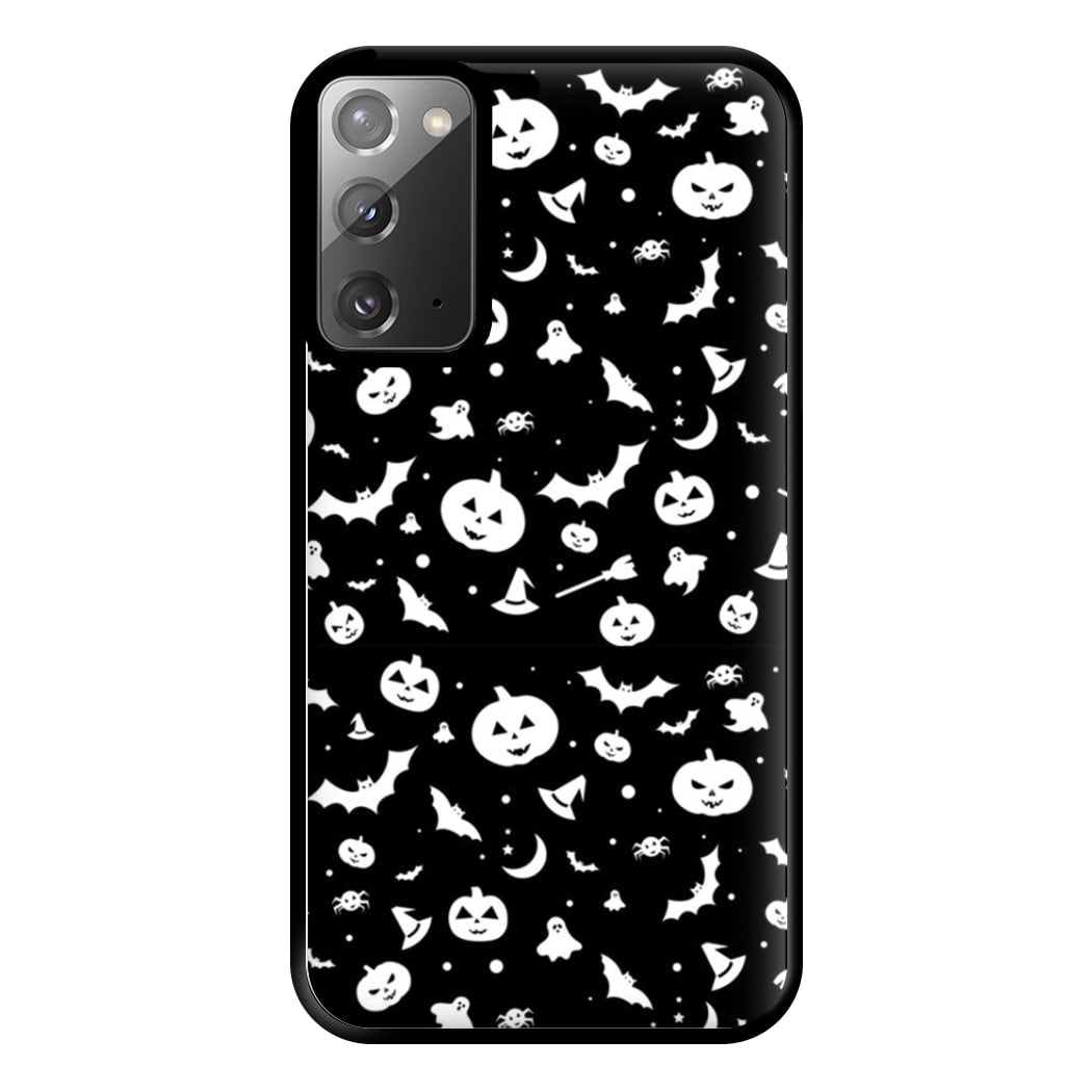 Black and White Halloween Pattern Phone Case for Galaxy Note 20 Ultra