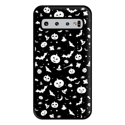 Black and White Halloween Pattern Phone Case for Galaxy S10 Plus