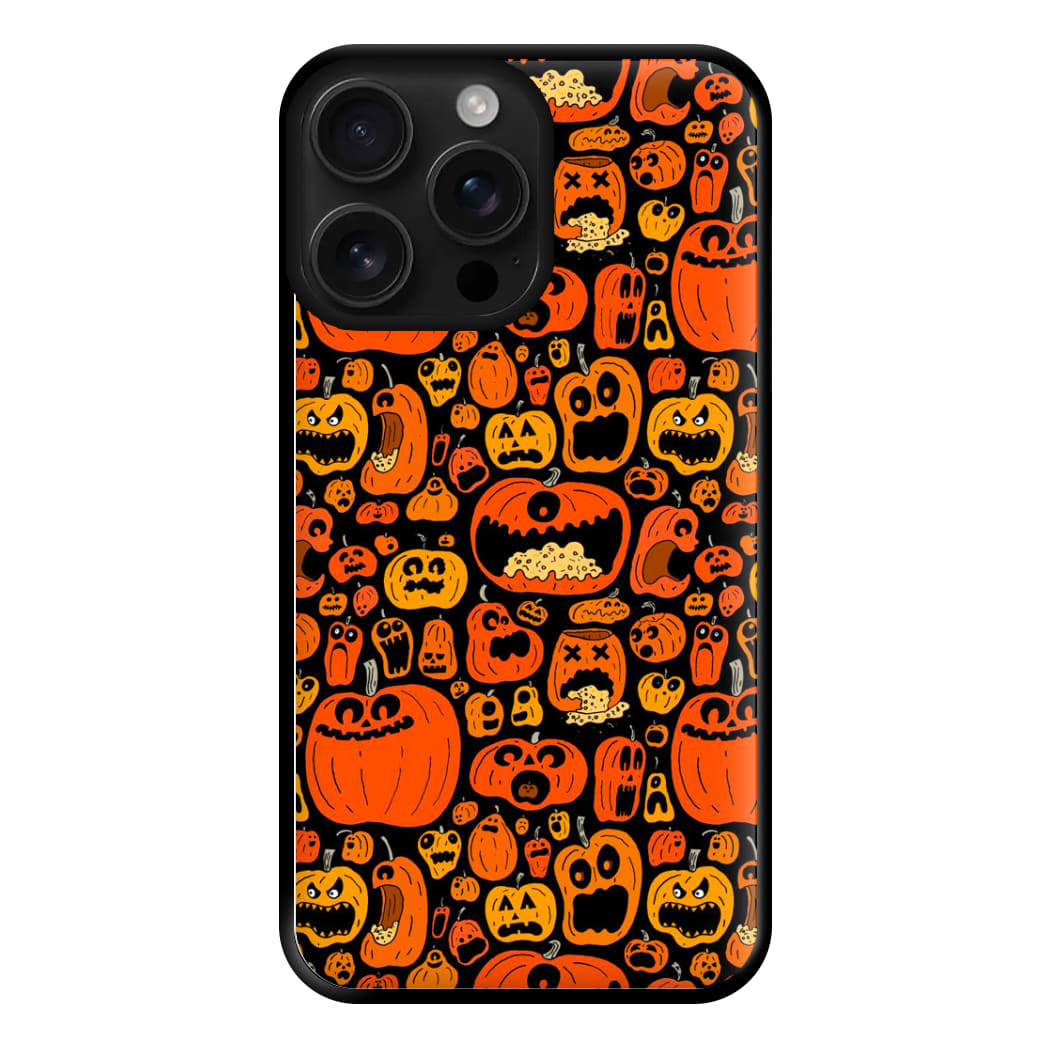 Scary Pumpkin Halloween Pattern Phone Case for iPhone 16 Pro Max