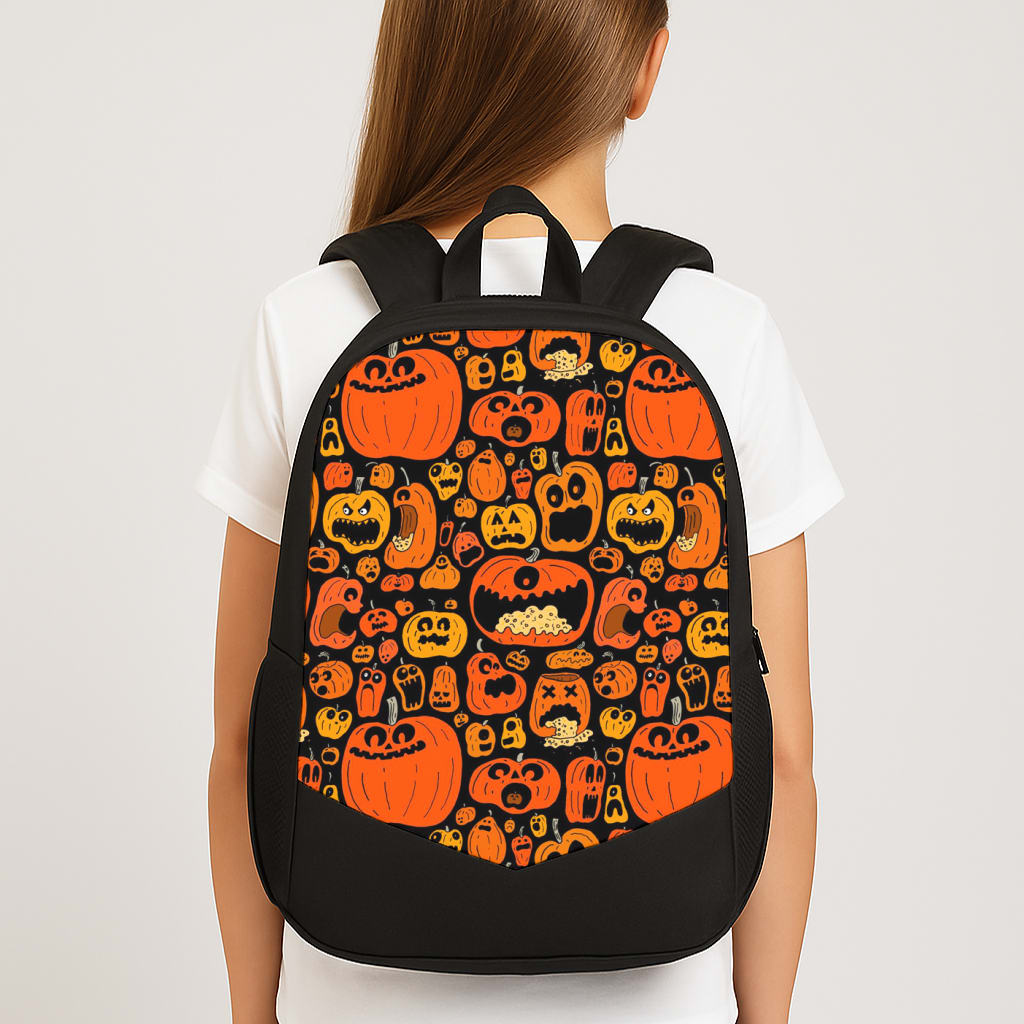 Scary Pumpkin Halloween Pattern Large School Bag