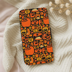 Scary Pumpkin Halloween Pattern Flip Wallet Phone Case