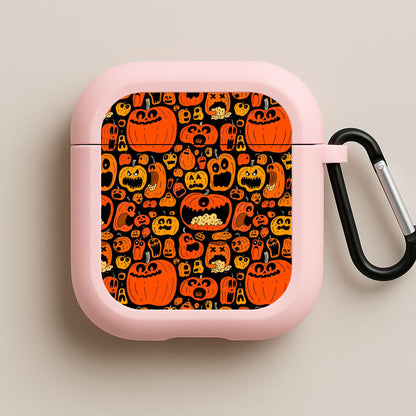 Scary Pumpkin Halloween Pattern Pink AirPods Case