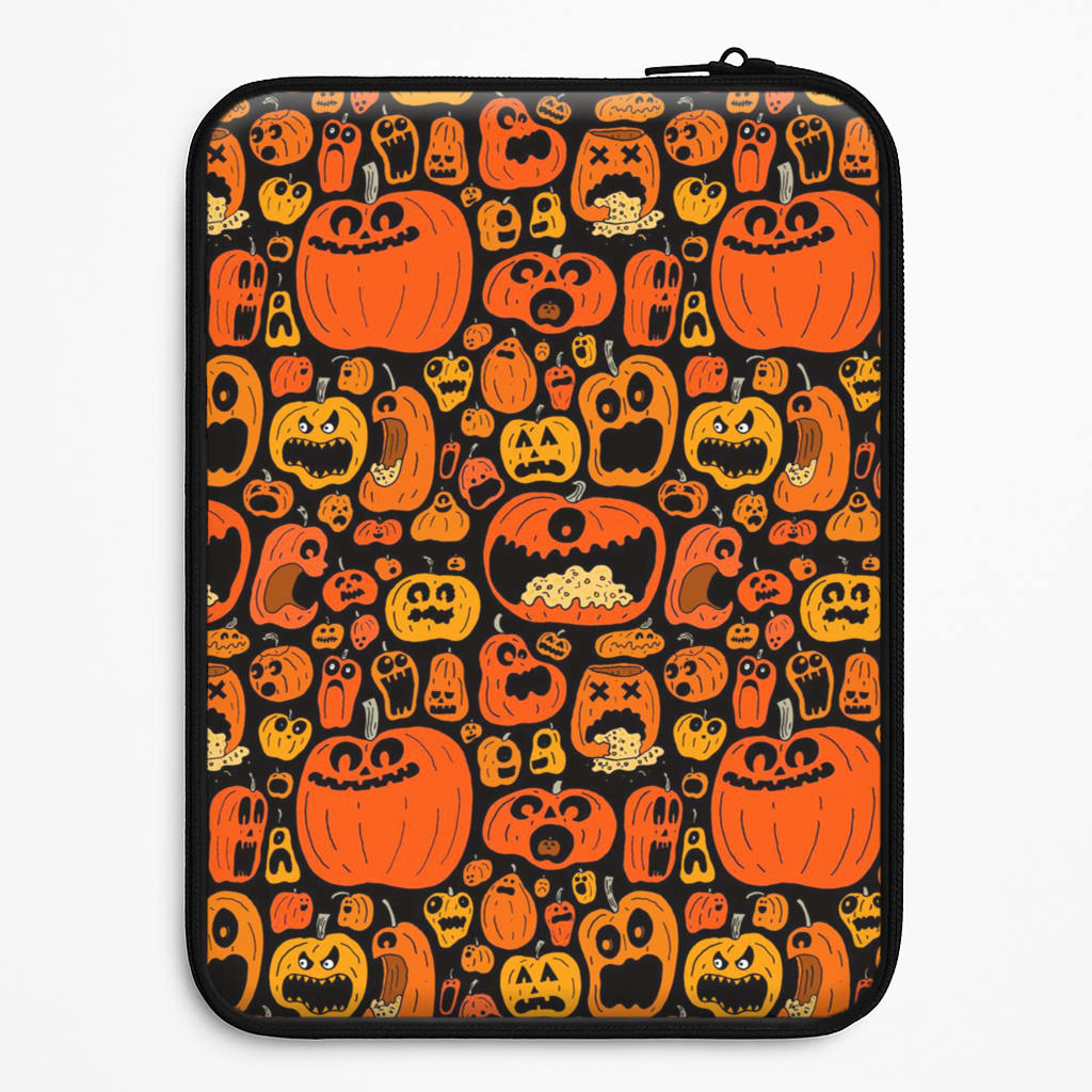 Scary Pumpkin Halloween Pattern Laptop Sleeve
