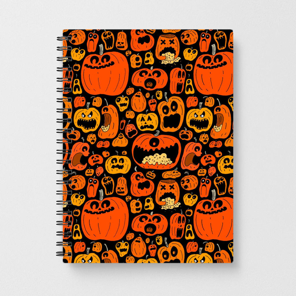 Scary Pumpkin Halloween Pattern Notebook