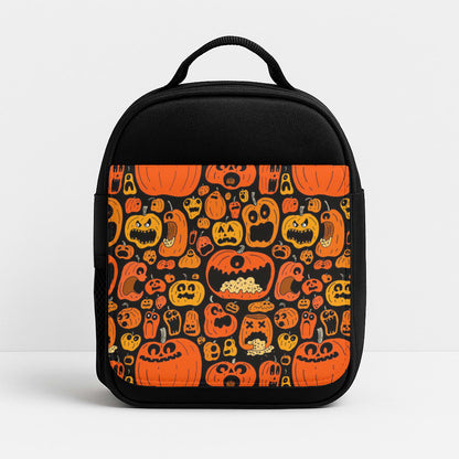 Scary Pumpkin Halloween Pattern Insulated Lunchbox