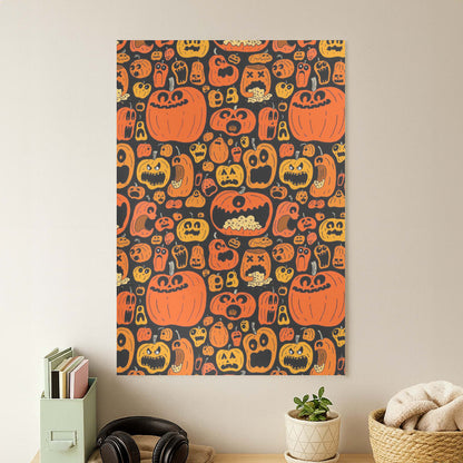 Scary Pumpkin Halloween Pattern Poster