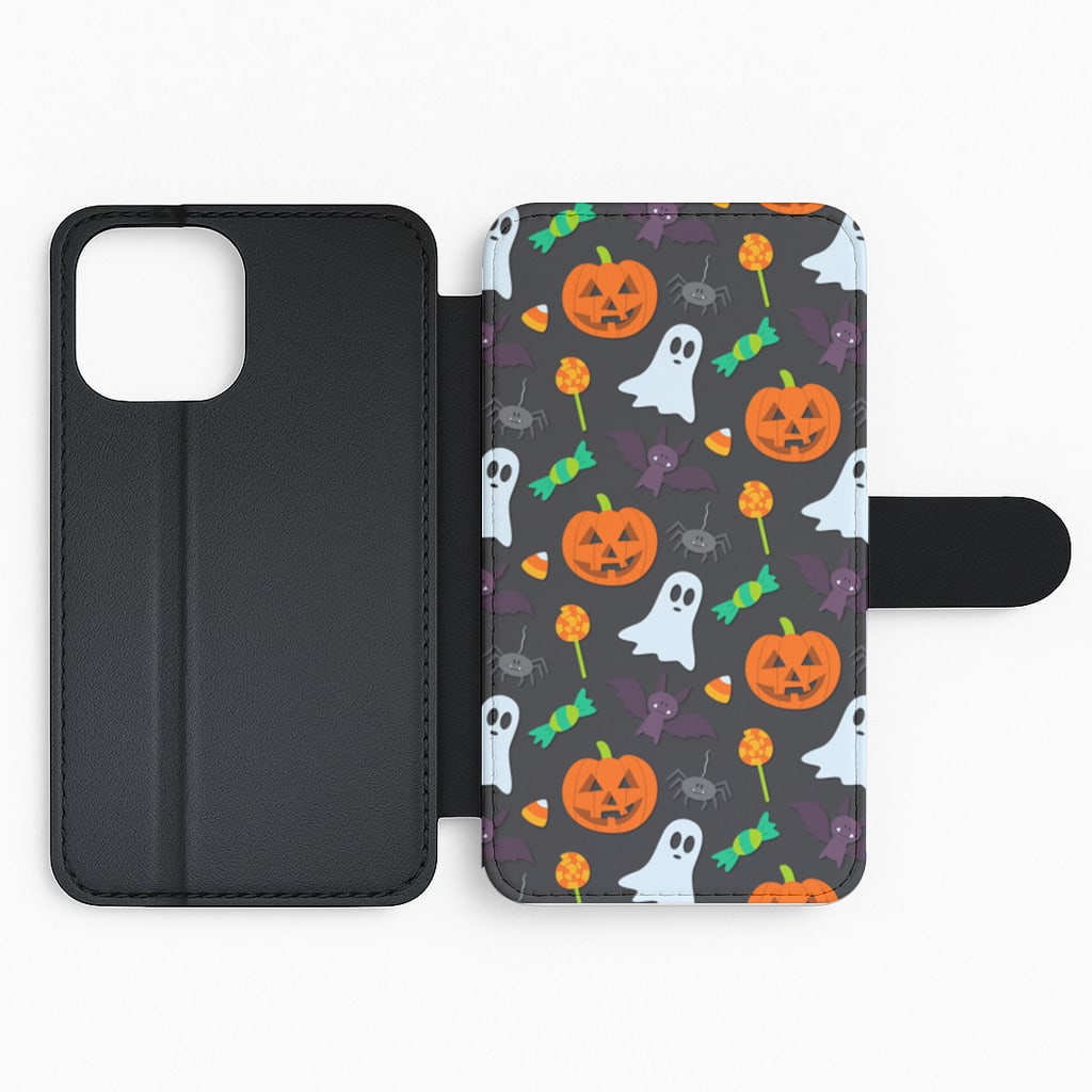 Colourful Halloween Pattern Flip Wallet Phone Case