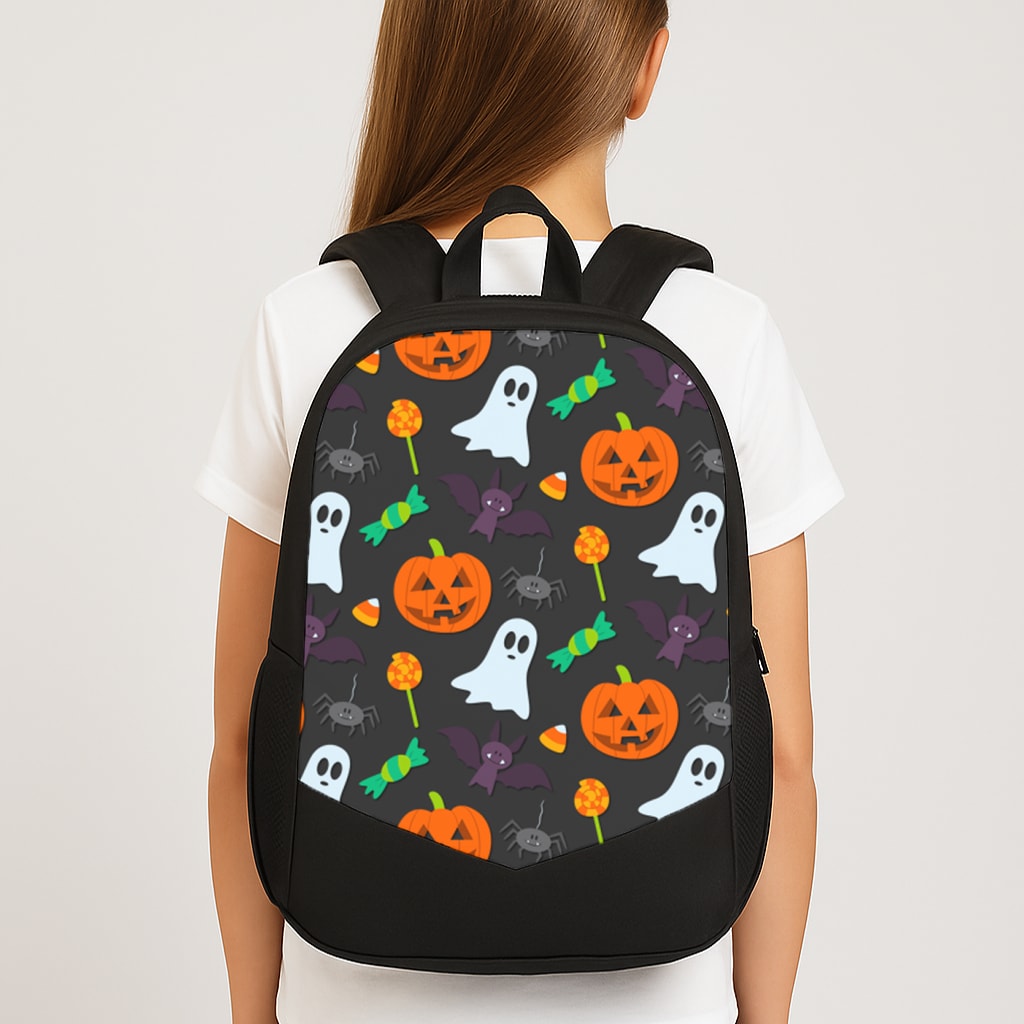 Colourful Halloween Pattern Large School Bag