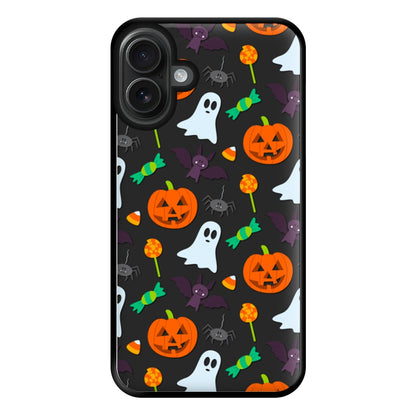 Colourful Halloween Pattern Phone Case for iPhone 16 Plus