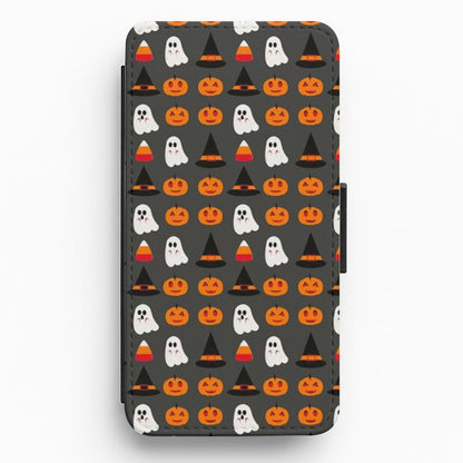 Pumpkin, Ghost, Candy Repeat Flip Wallet Phone Case