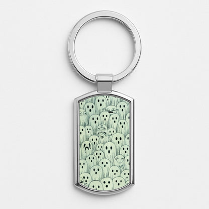 Droopy Ghost Pattern Silver Keyring