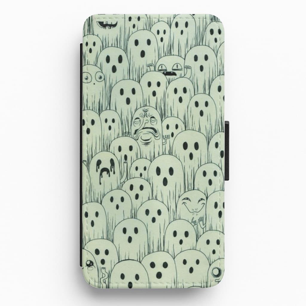 Droopy Ghost Pattern Flip Wallet Phone Case