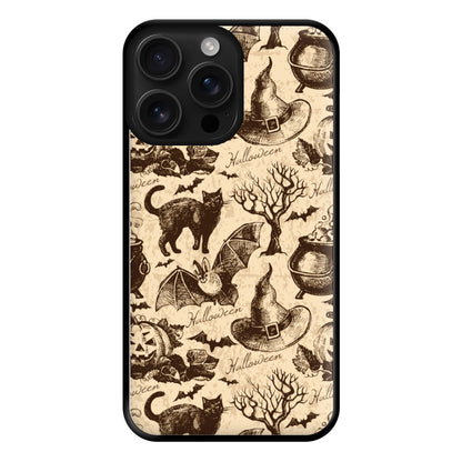 Vintage Halloween Pattern Phone Case for iPhone 16 Pro Max