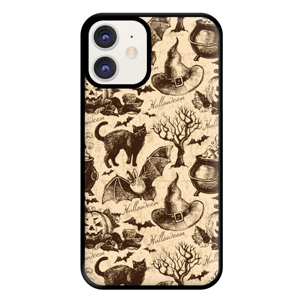 Vintage Halloween Pattern Phone Case for iPhone 12 / 12 Pro