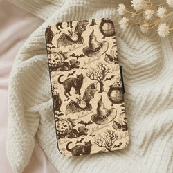 Vintage Halloween Pattern Flip Wallet Phone Case