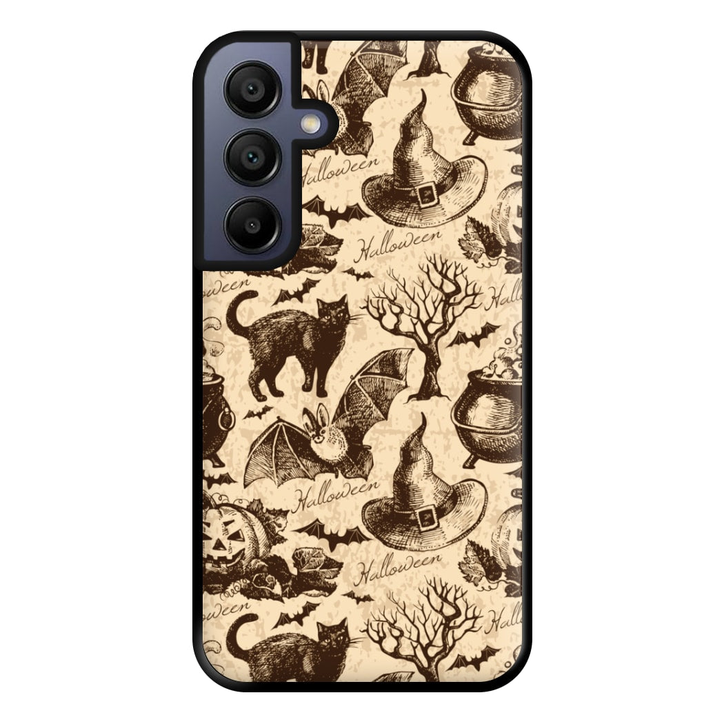 Vintage Halloween Pattern Phone Case for Galaxy A15