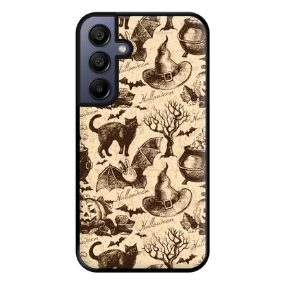 Vintage Halloween Pattern Phone Case for Galaxy A15