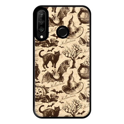 Vintage Halloween Pattern Phone Case for Huawei P30 Lite