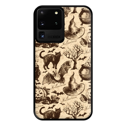 Vintage Halloween Pattern Phone Case for Galaxy S20 Ultra