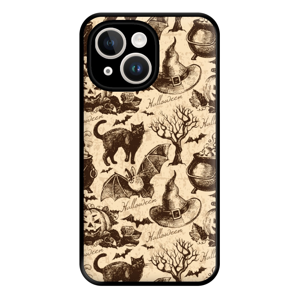 Vintage Halloween Pattern Phone Case for iPhone 14 Plus