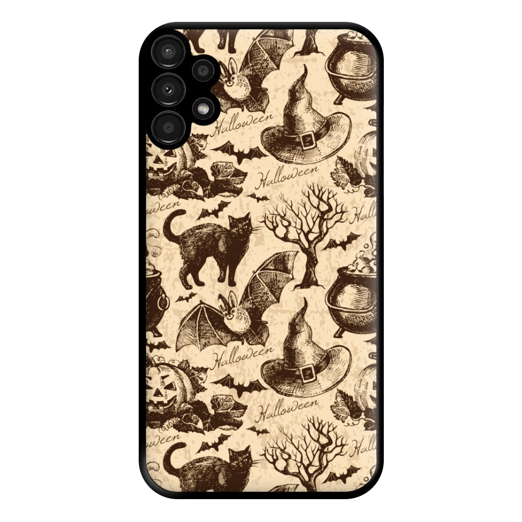 Vintage Halloween Pattern Phone Case for Galaxy A13