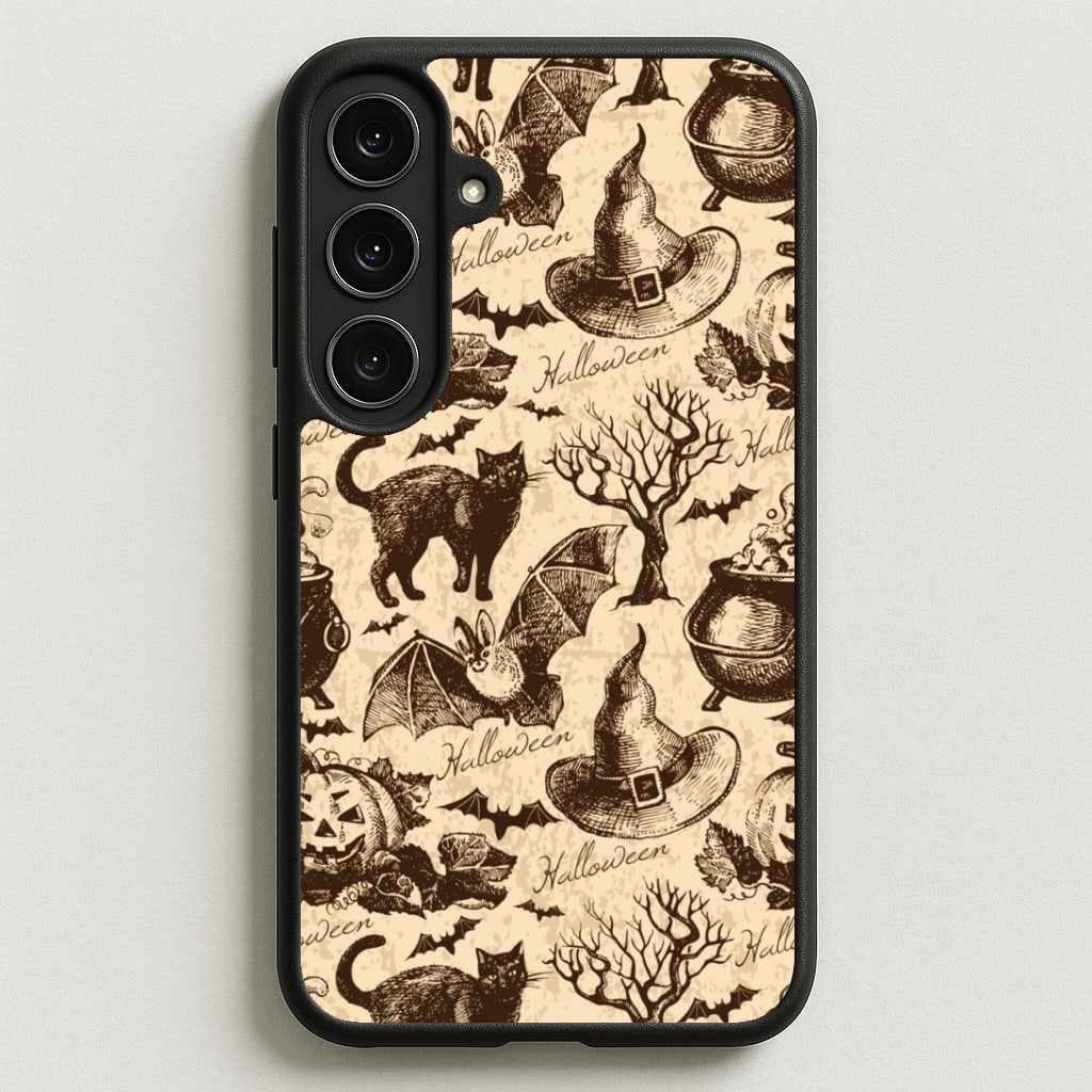 Vintage Halloween Pattern Phone Case for Galaxy S25FE