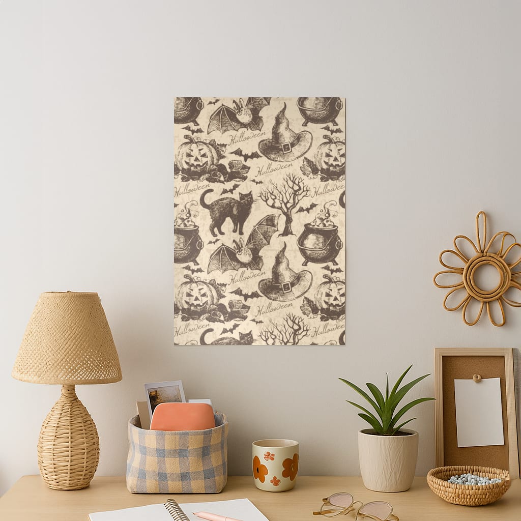 Vintage Halloween Pattern Art Print