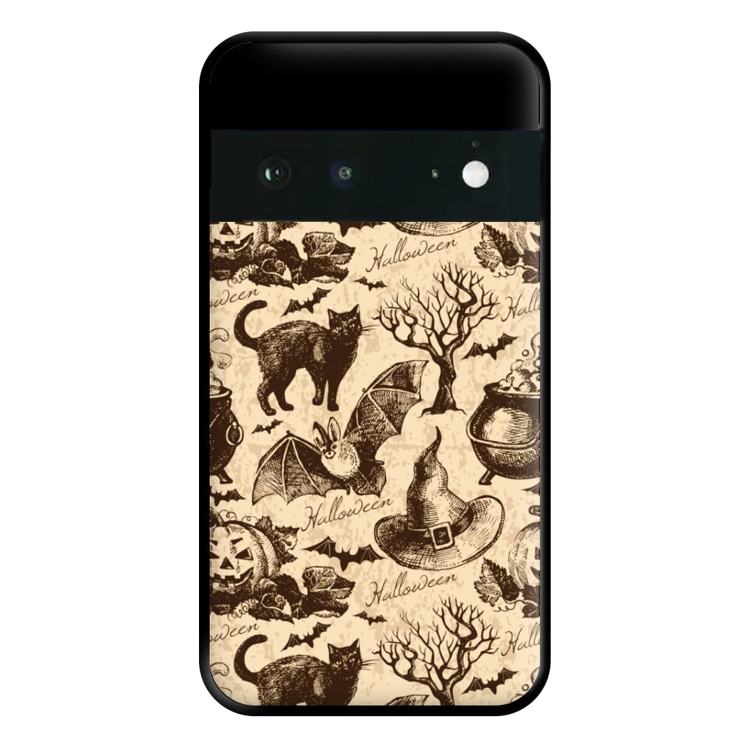 Vintage Halloween Pattern Phone Case for Google Pixel 6a