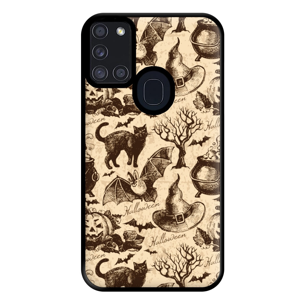 Vintage Halloween Pattern Phone Case for Galaxy A21s