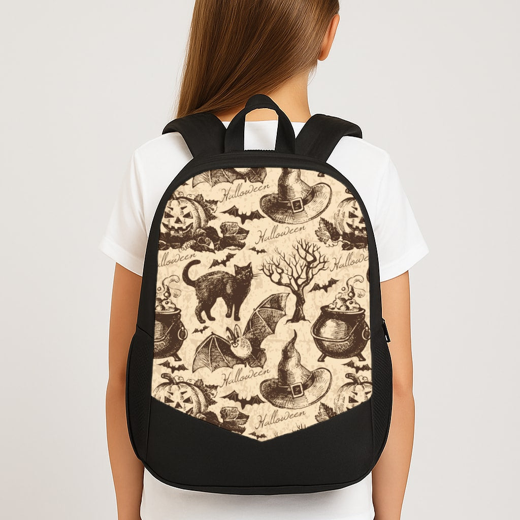 Vintage Halloween Pattern Large School Bag