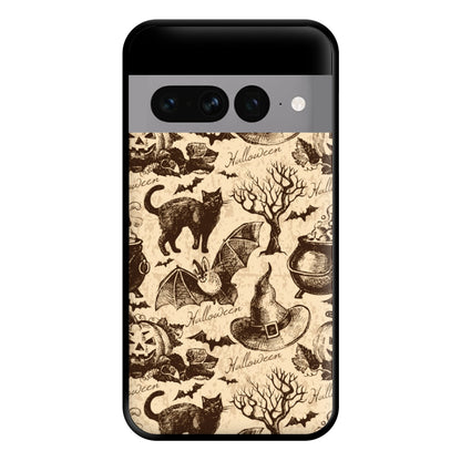 Vintage Halloween Pattern Phone Case for Google Pixel 7 Pro