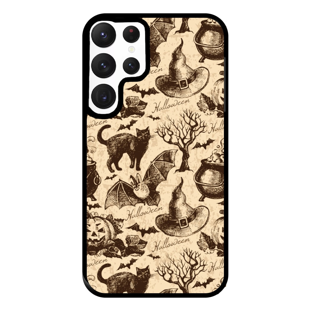 Vintage Halloween Pattern Phone Case for Galaxy S22 Ultra