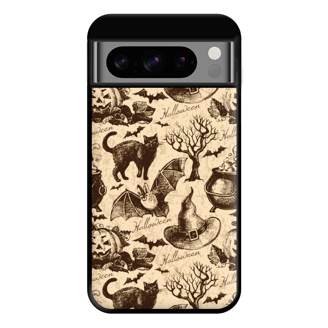 Vintage Halloween Pattern Phone Case for Google Pixel 8 Pro