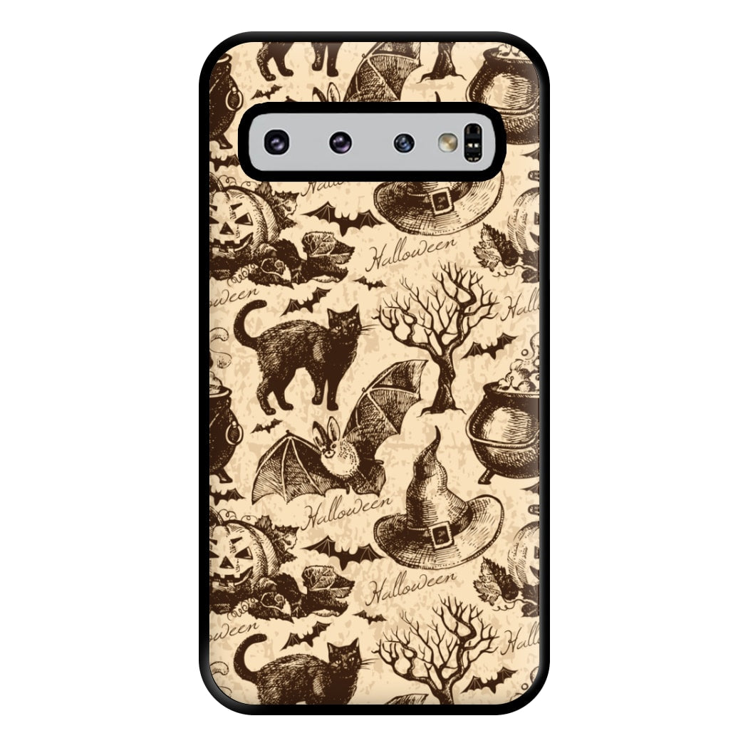 Vintage Halloween Pattern Phone Case for Galaxy S10 Plus