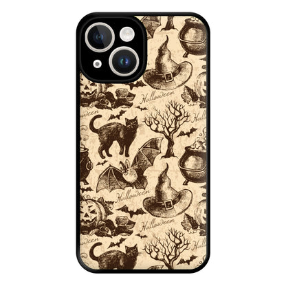 Vintage Halloween Pattern Phone Case for iPhone 14