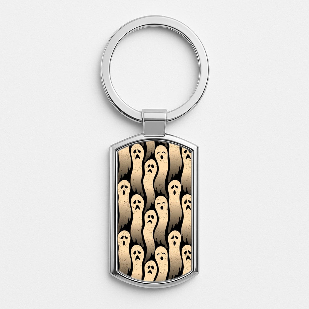 Vintage Wriggly Ghost Pattern Silver Keyring