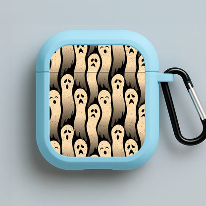 Vintage Wriggly Ghost Pattern Blue AirPods Case