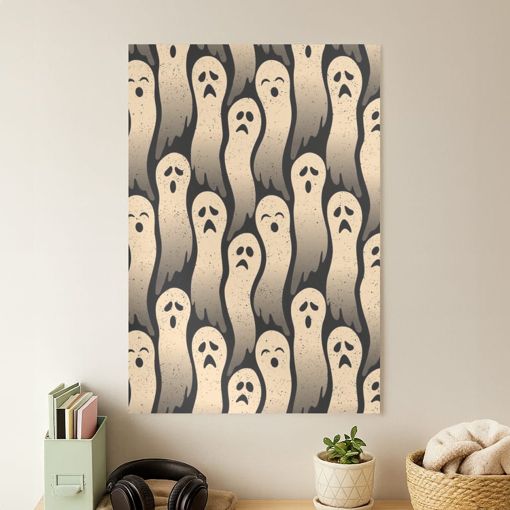Vintage Wriggly Ghost Pattern Poster