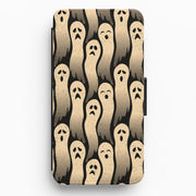 Vintage Wriggly Ghost Pattern Flip Wallet Phone Case 1