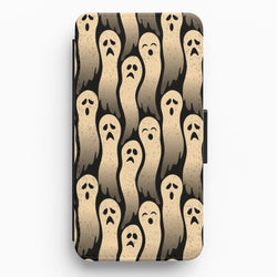 Vintage Wriggly Ghost Pattern Flip Wallet Phone Case
