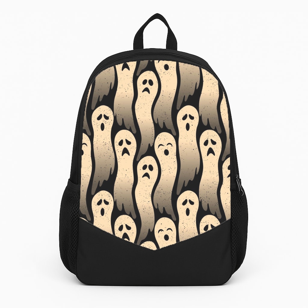 Vintage Wriggly Ghost Pattern Large Backpack
