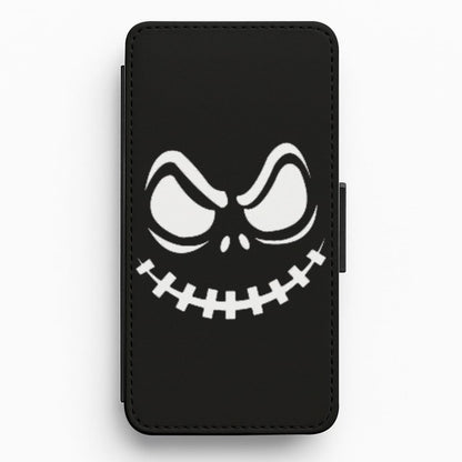 Creepy Smile - Black Flip Wallet Phone Case