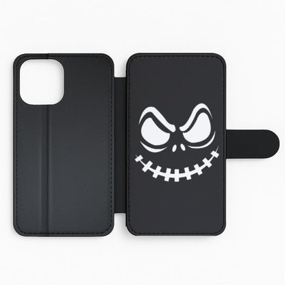 Creepy Smile - Black Flip Wallet Phone Case