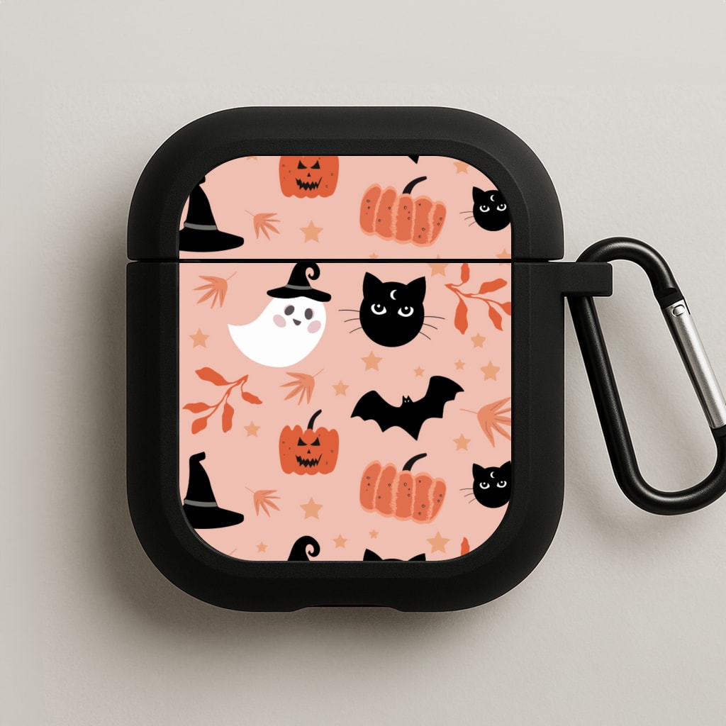 Pretty Pink Halloween Pattern AirPods Case