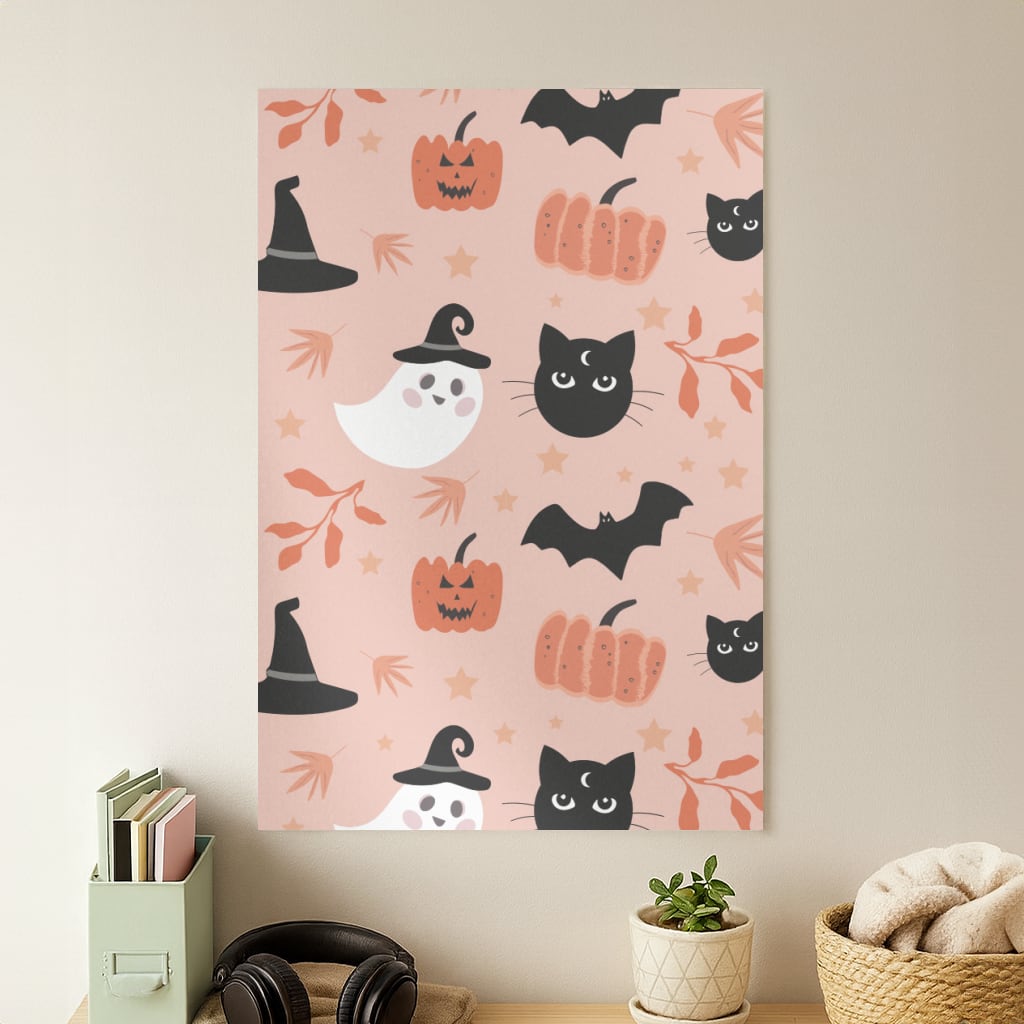 Pretty Pink Halloween Pattern Poster