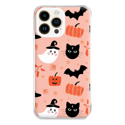 Pretty Pink Halloween Pattern Phone Case for iPhone 14 Pro Max