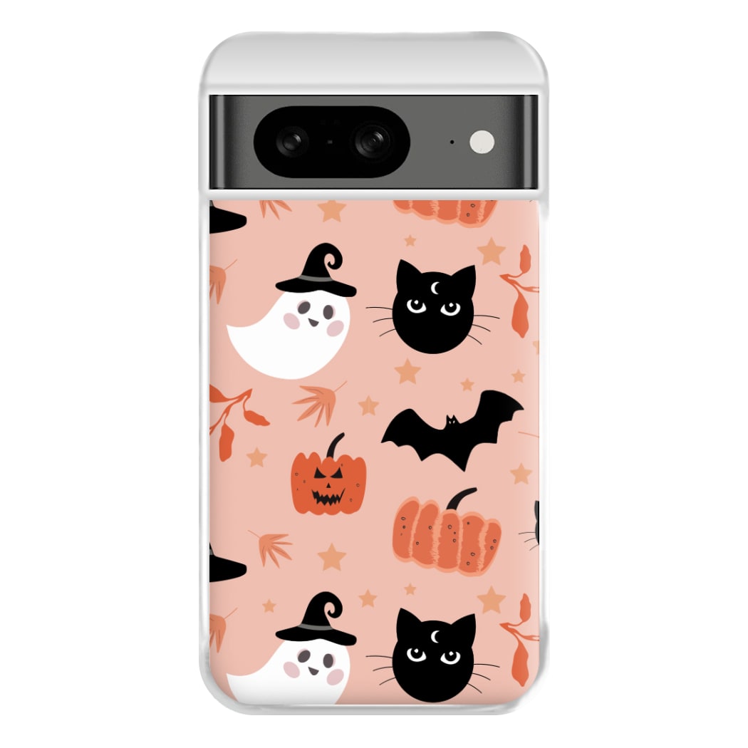 Pretty Pink Halloween Pattern Phone Case for Google Pixel 8