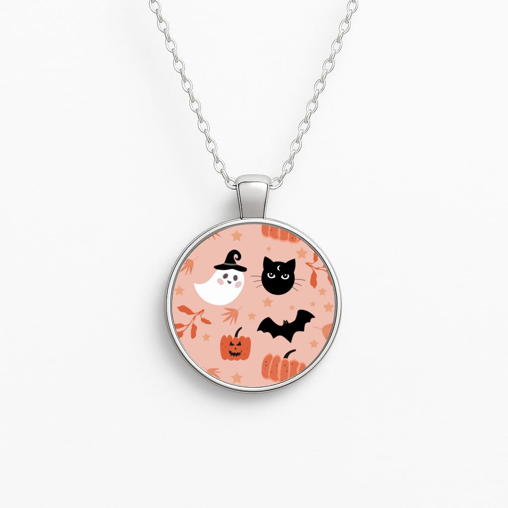 Pretty Pink Halloween Pattern Necklace