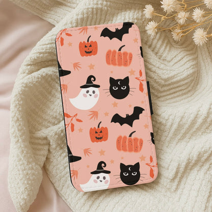 Pretty Pink Halloween Pattern Wallet Phone Case