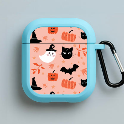 Pretty Pink Halloween Pattern Blue AirPods Case